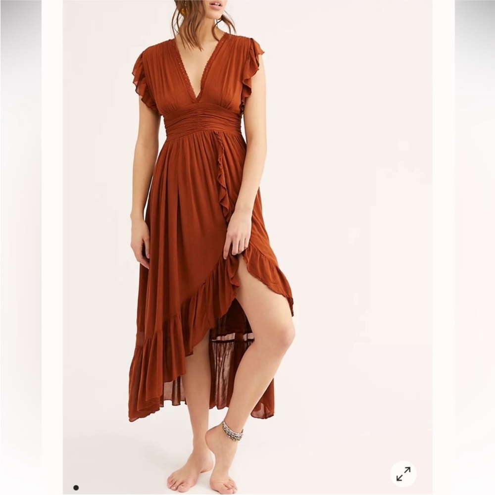 Free People Ada Flutter Sleeve Open Back Dress - image 1